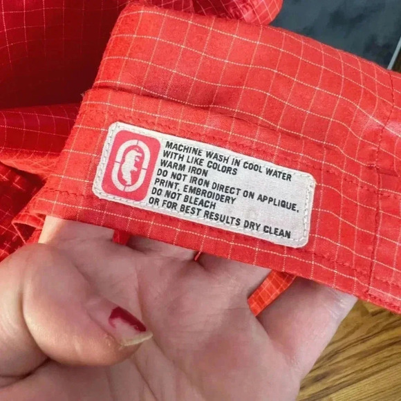 Ecko Unltd. Red Grid Pattern Men's Button Up Streetwear Size XL - Picture 7 of 9